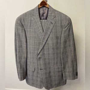 Hickey Freeman grey plaid suit